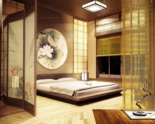 Una camera da letto in stile zen.