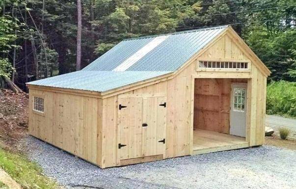 Un garage prefabbricato in legno.