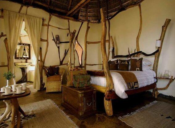 Camera da letto in stile africano.