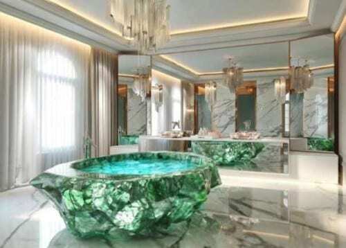 La vasca da bagno Baldi realizzata in quarzo verde