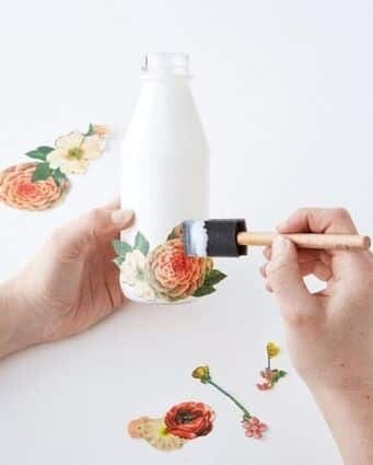 Décupage su bottiglia di latte