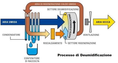 Processo di deumidificazione illustrato