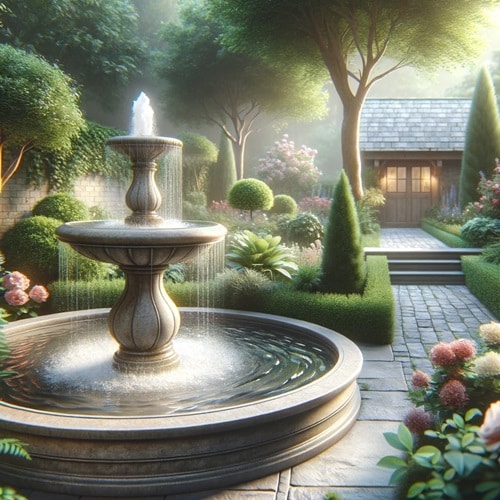 Fontana da giardino elegante in pietra