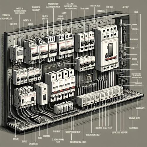 Illustrazione schematica di quadro elettrico industriale