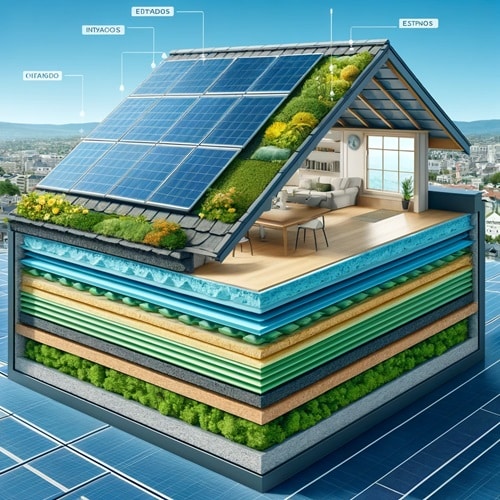 Immagine della copertura di un lastrico solare con pannelli solari