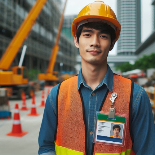 badge digitale di cantiere operaio con cartellino identificativo