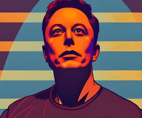 immagine in stile cartoon di elon musk con espressione sognante