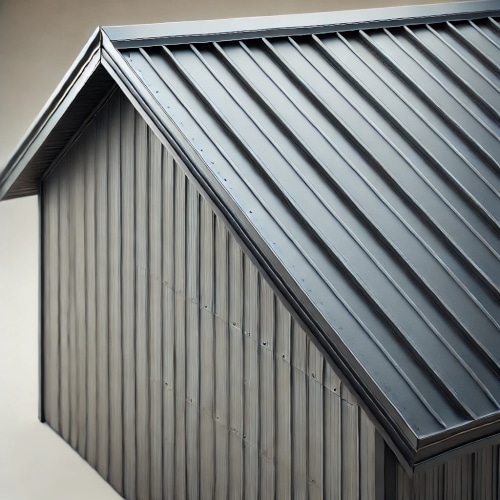 Immagine di un tetto metallico con struttura a shed in un capannone.