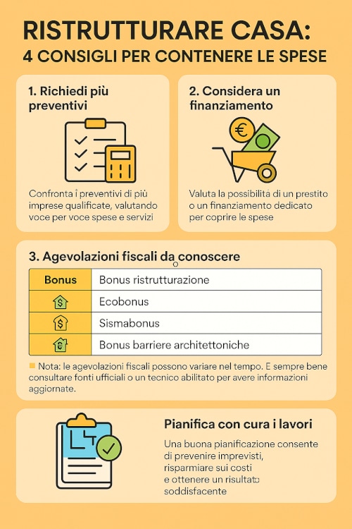 Strumenti per ottimizzare i costi di ristrutturazione: bonus, ditte edili competitive, prestiti e mutui.