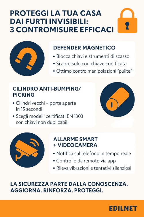Come proteggere la casa dai furti, con porta blindata, videocamere e serrature di sicurezza.
