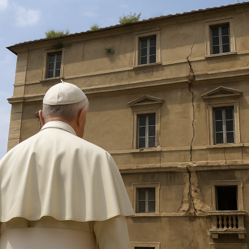 Il nuovo papa Leone XIV alle prese con la ristrutturazione del Palazzo Apostolico.