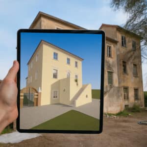 Confronto tra rudere originale e progetto finito della villa toscana ristrutturata da @jordankamelleri