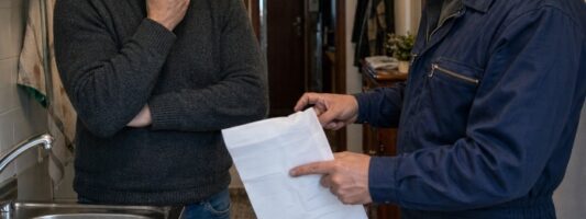 Pronto intervento idraulico in casa con cliente sconvolto davanti a un conto shock per un piccolo guasto domestico