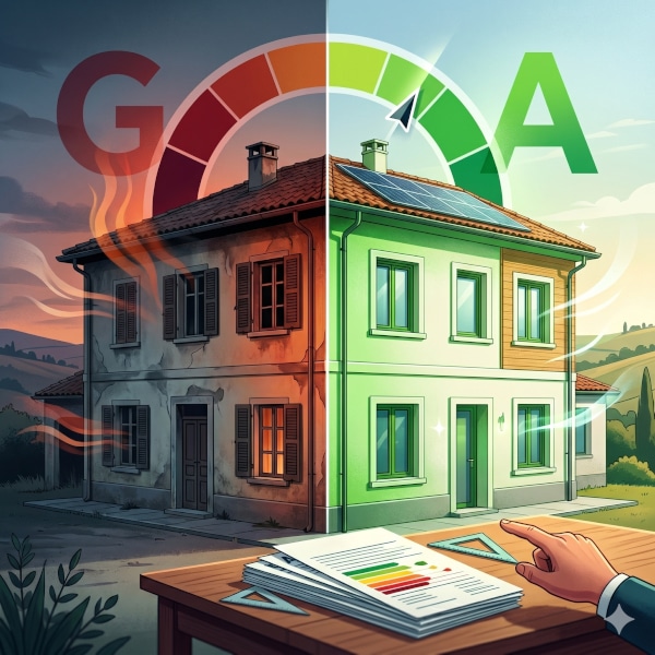 Confronto valore casa classe G o classe A con nuova APE europea in vigore dal 29 maggio 2026.