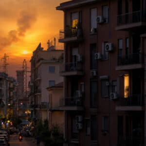 Città italiana con condizionatori accesi durante ondata di caldo record e rischio blackout per i picchi di consumo elettrico.