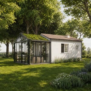 Rendering nuova casa famiglia nel bosco.