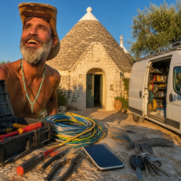 Raz Degan accusato dall'elettricista che ha installato l'impianto di allarme nel suo trullo in Val d'Itria.