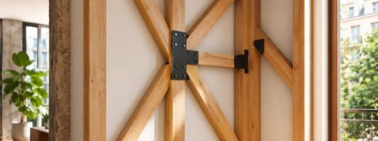 Endoscheletro di legno in un edificio, soluzione innovativa per migliorare sicurezza sismica ed efficienza energetica.