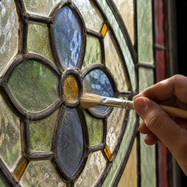 Prima di pulire una vetrata artistica bisogna trattarla come un manufatto delicato, non come un vetro comune