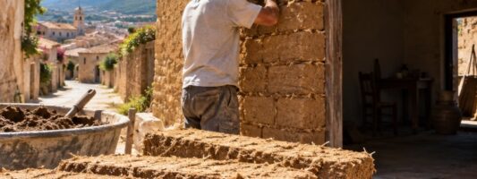Mattoni di terra cruda in Sardegna: ladiri fatti con terra e paglia per case più fresche d’estate.