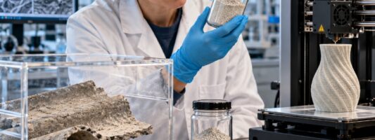 Cemento-amianto detossificato trasformato in materiale per la stampa 3D in un laboratorio di ricerca