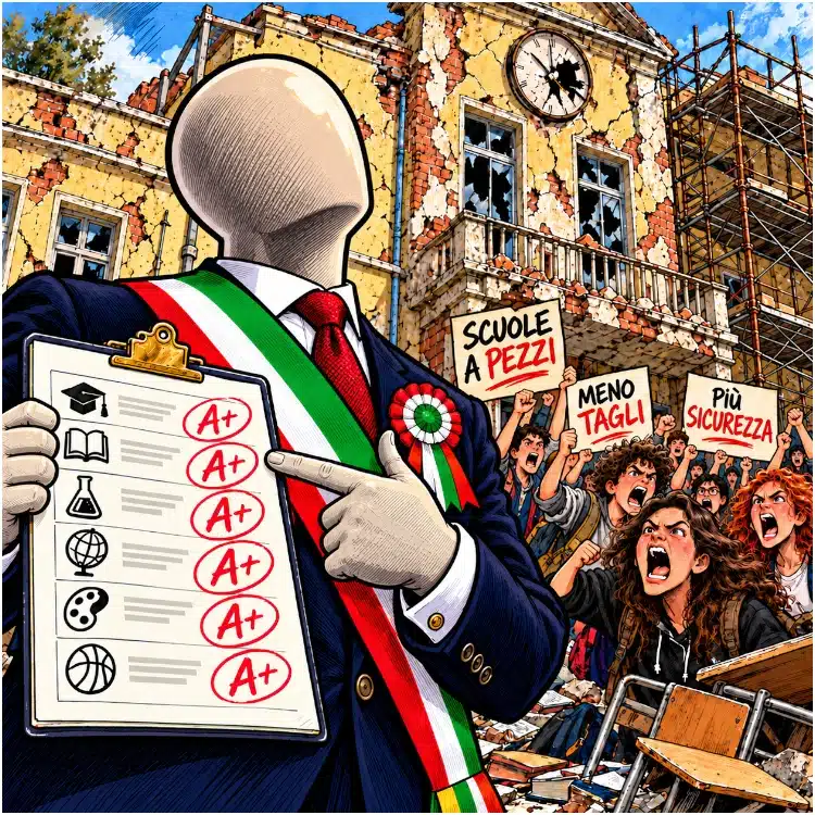 Proteste nelle scuole e nelle piazze: edilizia scolastica, tagli e diritto all'istruzione. Intanto Valditara presenta i numeri degli investimenti nell'edilizia scolastica. Ottobre 2026